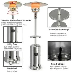 Costway 87'' Tall Patio Propane Heater 48,000 BTU W/Table & Wheels Silver -Costway GUEST 4033d176 287a 497e b63a 7084fa644fa9