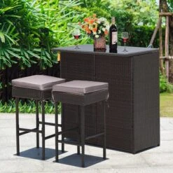 Costway Patio 3PCS Rattan Bar Table Stool Set Cushioned Chairs With Cover 13 Costway Patio 3PCS Rattan Bar Table Stool Set Cushioned Chairs With Cover -Costway GUEST 40566eb9 e253 4cce be91 b4cbc1da6894