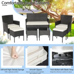 Costway 7pcs Patio Rattan Sofa Furniture Set Table Ottoman Metal Cushioned Outdoor Pool -Costway GUEST 4078324e 8221 4055 b075 e18e09acaaf6