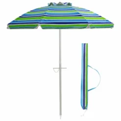 Costway 6.5FT Patio Beach Umbrella Sun Shade Tilt W/Carry Bag Turquoise