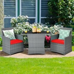 Costway 3PCS Patio Rattan Furniture Set Cushioned Sofa Armrest Garden WhiteRedNavyTurquoise 24 Costway 3PCS Patio Rattan Furniture Set Cushioned Sofa Armrest Garden WhiteRedNavyTurquoise -Costway GUEST 40e32428 0166 4eb4 8e23 c05e38423fb4