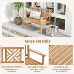 Costway Patio Acacia Wood 2-Person Slatted Bench Outdoor Loveseat Chair Garden Natural -Costway GUEST 40e64b43 8ba4 460d a17e bfc6b4e4f03f