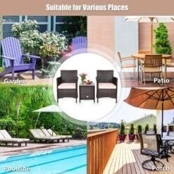 Costway Outdoor 3 PCS PE Rattan Wicker Furniture Sets Chairs Coffee Table Garden 14 Costway Outdoor 3 PCS PE Rattan Wicker Furniture Sets Chairs Coffee Table Garden -Costway GUEST 41022ca1 22c3 4377 b755 a9416329d1fb