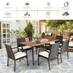 Costway 7PCS Patio Rattan Dining Set Table Top W/Umbrella Hole -Costway GUEST 413ae293 62d6 493c a49d 7613963e5bce