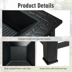 Costway 32'' 3 In 1 Outdoor Square Fire Pit Table W/ BBQ Grill, Rain Cover For Camping 15 Costway 32'' 3 In 1 Outdoor Square Fire Pit Table W/ BBQ Grill, Rain Cover For Camping -Costway GUEST 416b29b5 8a14 4bb7 97f9 5c759a0b4392