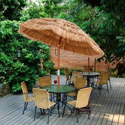 Costway Patio 6FT Tropical Thatched Tiki Beach Umbrella Portable Outdoor Market Tilt 4 Costway Patio 6FT Tropical Thatched Tiki Beach Umbrella Portable Outdoor Market Tilt - Image 4