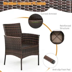 Costway Patio Rattan Arm Dining Chair Cushioned Sofa Furniture Brown -Costway GUEST 41ded1bc 00c1 4245 82bf e35e5713e239