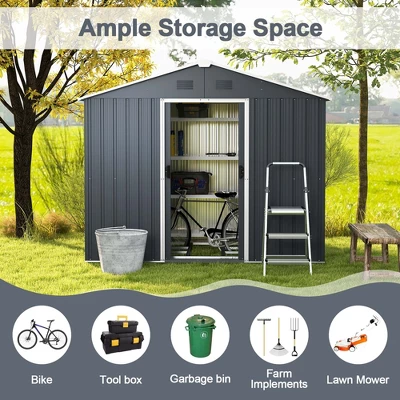 Costway 5.7 FT X 7.5 FT Outside Storage Shed Double Door Outdoor Tool House WithAir Window 4 Costway 5.7 FT X 7.5 FT Outside Storage Shed Double Door Outdoor Tool House WithAir Window - Image 4