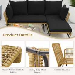 Costway 3 PCS L-Shaped Patio Sofa Set Conversation Furniture With Cushions Deck Garden Black/Beige 14 Costway 3 PCS L-Shaped Patio Sofa Set Conversation Furniture With Cushions Deck Garden Black/Beige -Costway GUEST 41f7eeac 22b0 41cc a35d 747be4e8706b