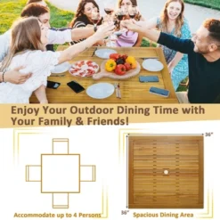 Costway Patio Dining Table Acacia Wood Square Outdoor Bistro With 1.9'' Umbrella Hole Yard 17 Costway Patio Dining Table Acacia Wood Square Outdoor Bistro With 1.9'' Umbrella Hole Yard -Costway GUEST 42007939 2977 408f a9a8 aa1917e0e579
