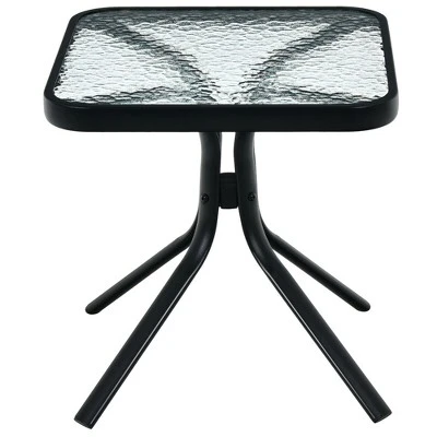 Costway 18'' Patio Coffee Side Table Square Tempered Glass Top Garden Deck 7 Costway 18'' Patio Coffee Side Table Square Tempered Glass Top Garden Deck - Image 7