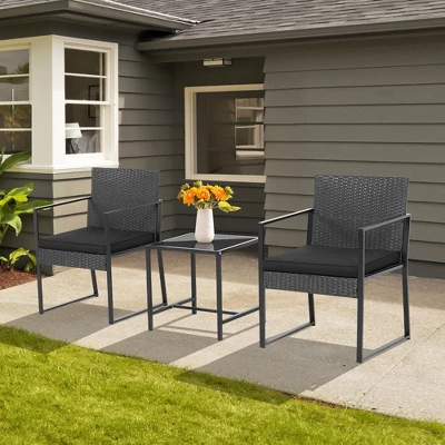 Costway 3pcs Patio Furniture Set Heavy Duty Cushioned Wicker Rattan Chairs Table Outdoor 1 Costway 3pcs Patio Furniture Set Heavy Duty Cushioned Wicker Rattan Chairs Table Outdoor
