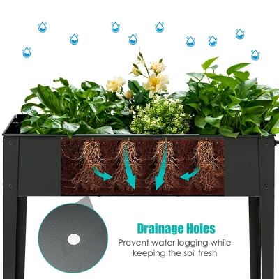 Costway Raised Garden Bed Elevated Planter Box On Wheels Steel Planter W/Shelf 5 Costway Raised Garden Bed Elevated Planter Box On Wheels Steel Planter W/Shelf - Image 5