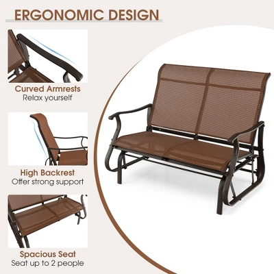 Costway 2-Person Patio Swing Glider Bench Loveseat Rocking Chair High Back Deck 7 Costway 2-Person Patio Swing Glider Bench Loveseat Rocking Chair High Back Deck - Image 7