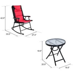Costway 3 PCS Outdoor Folding Rocking Chair Table Set Bistro Sets Patio Furniture Red -Costway GUEST 4347d4da 5c66 4647 ab1b 713e817b49aa