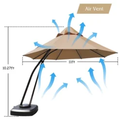 Costway 11FT Outdoor Cantilever Offset Hanging Umbrella W/ Base Wheel 14 Costway 11FT Outdoor Cantilever Offset Hanging Umbrella W/ Base Wheel -Costway GUEST 43705a8f 5f42 4964 9c2b f9cb530b614b