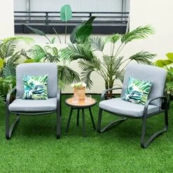 Costway 3pcs Patio Bistro Conversation Set DPC Tabletop Metal Cushioned Chairs Outdoor 10 Costway 3pcs Patio Bistro Conversation Set DPC Tabletop Metal Cushioned Chairs Outdoor -Costway GUEST 43739d01 7550 437e 8962 0318ec5bee68
