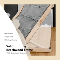 Costway Foldable Wood Beach Sling Chair 3-Position Adjustable Beech Chair W/Free Cushion -Costway GUEST 43838d47 cda7 4ba7 9fc0 8b109d49d3a0