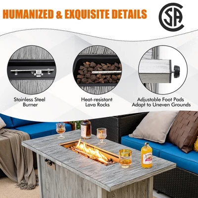 Costway 43-inch Propane Gas Fire Pit Table Wood-like Metal Fire Table WithProtective Cover 7 Costway 43-inch Propane Gas Fire Pit Table Wood-like Metal Fire Table WithProtective Cover - Image 7