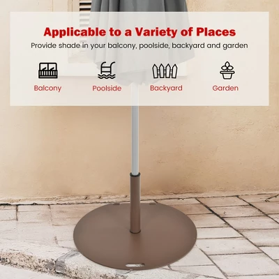 Costway 9ft Patio Umbrella Outdoor W/ 50 LBS Round Umbrella Stand W/ Wheels 3 Costway 9ft Patio Umbrella Outdoor W/ 50 LBS Round Umbrella Stand W/ Wheels - Image 3