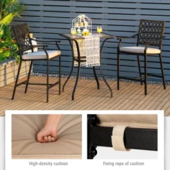 Costway 3 PCS Patio Bar Stool Square Table Bistro Set Cushioned Chairs Armrest 12 Costway 3 PCS Patio Bar Stool Square Table Bistro Set Cushioned Chairs Armrest -Costway GUEST 440fa544 ff3c 468f a58a a077e0e5b617