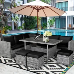 Costway 7 PCS Patio Rattan Dining Set Sectional Sofa Couch Ottoman Garden WhiteRedBlack 29 Costway 7 PCS Patio Rattan Dining Set Sectional Sofa Couch Ottoman Garden WhiteRedBlack -Costway GUEST 443cdc5c 2a9f 490e 9840 9b61144b72d2