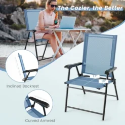 Costway Patio Portable Armrests Chair Folding Sling Back Chair Blue 15 Costway Patio Portable Armrests Chair Folding Sling Back Chair Blue -Costway GUEST 44c15cdf 6be5 48c4 90f4 8cec5b8116e0