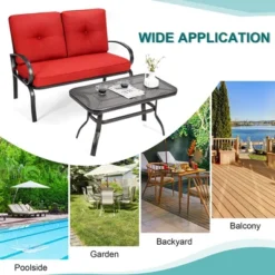 Costway 2PC Patio LoveSeat Coffee Table Furniture Set Bench W/ Cushions -Costway GUEST 44c645f0 8d33 4856 aaf2 60e11f821ef7