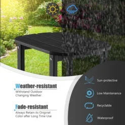 Costway 18'' Patio Adirondack Side Table Weather Resistant HDPE Garden Grey/Black -Costway GUEST 45713a09 edf3 4bb9 ad10 4a73cad03da5
