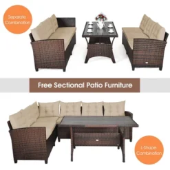 Costway 3PCS Rattan Dining Set Patio Furniture 6 Seats Sofa Cushioned -Costway GUEST 45fe3407 5f7a 43e4 b5d8 23a11250b141