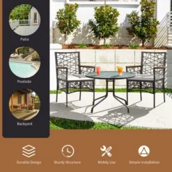 Costway 4pcs PE Wicker Patio Bistro Chairs Acacia Wood Armrests W/ Cushions Outdoor -Costway GUEST 4606ac62 ddef 451d a45f d8b515ed7441