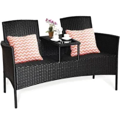 Costway Patio Rattan Conversation Set Seat Sofa Cushioned Loveseat Glass Table Chairs -Costway GUEST 461cad02 b8bd 476f a2b7 d9a12aaca73b
