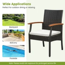 Costway 5PCS Patio Wicker Dining Set Cushion Acacia Wood Armchairs Table With Umbrella Hole -Costway GUEST 468bf13f 8baf 43ab 92cd c8ed4e9d1434
