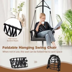 Costway Hanging Swing Hammock Chair With Stand Metal Frame Woven Backrest Seat Cushions 14 Costway Hanging Swing Hammock Chair With Stand Metal Frame Woven Backrest Seat Cushions -Costway GUEST 4692bc6b b241 4938 8713 be700b159f9d