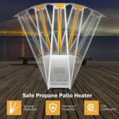Costway 42,000 BTU Stainless Steel Pyramid Patio Heater Glass Tube Flame W/ Wheels -Costway GUEST 46a88fb9 c047 4bf5 ba17 8f3d8b2e8cd1