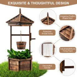 Costway Wooden Wishing Well Hexagonal Bucket Flower Plants Planter Patio Garden Decor 16 Costway Wooden Wishing Well Hexagonal Bucket Flower Plants Planter Patio Garden Decor -Costway GUEST 46aa5112 0161 4340 86ac e9222a83095b