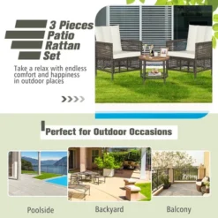 Costway Patiojoy 3PCS Patio Rattan Furniture Set Cushioned Sofas Wood Table Top W/Shelf -Costway GUEST 46ac2c17 daca 4767 9e1a 6160fca6b422