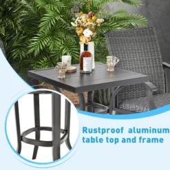 Costway 3PCS Patio Rattan Bar Table Stools Set Aluminum 360° Swivel Chairs With Padded Seat 15 Costway 3PCS Patio Rattan Bar Table Stools Set Aluminum 360° Swivel Chairs With Padded Seat -Costway GUEST 46ba7f14 0717 4649 b376 2b0a3ef22264