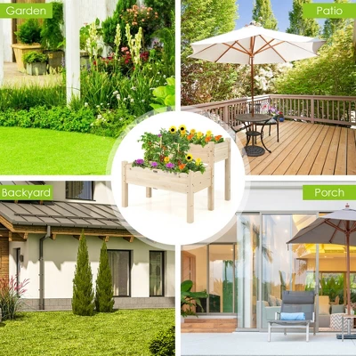 Costway 2 Tier Wooden Raised Garden Bed Elevated Planter Box W/Legs Drain Holes 3 Costway 2 Tier Wooden Raised Garden Bed Elevated Planter Box W/Legs Drain Holes - Image 3