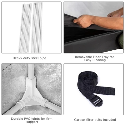 Costway Indoor Grow Tent Room Reflective Hydroponic Non Toxic Clone Hut 6 Size (48''X24''X60'') 6 Costway Indoor Grow Tent Room Reflective Hydroponic Non Toxic Clone Hut 6 Size (48''X24''X60'') - Image 6