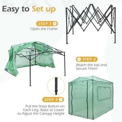Costway 6'x 8' Portable Walk-in Greenhouse Pop-up Folding Plant Gardening W/Window 3 Costway 6'x 8' Portable Walk-in Greenhouse Pop-up Folding Plant Gardening W/Window - Image 3
