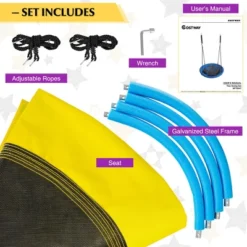 Extra Large Heavy Duty A-Frame Steel Swing Stand Set 40” Nest Tree Swing Yellow -Costway GUEST 485cc4c3 e74b 4fce 84b9 0052c0971646