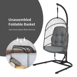Costway Hanging Wicker Egg Chair W/ Stand Cushion Foldable Outdoor Indoor -Costway GUEST 48b11cf2 a021 49ce 9261 770b5f9b3072