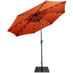 Costway 9ft Market Patio Umbrella W/Solar Lights & 40 LBS Steel Umbrella Stand -Costway GUEST 48cfa3d7 3f4b 4bbd bf89 9a7a4d38e515