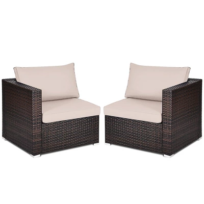 Costway 2PCS Patio Rattan Corner Sofa Sectional Furniture Cushion 9 Costway 2PCS Patio Rattan Corner Sofa Sectional Furniture Cushion - Image 9