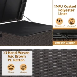 Costway 72 Gallon Patio Rattan Wicker Storage Deck Box Container With Liner Garden 15 Costway 72 Gallon Patio Rattan Wicker Storage Deck Box Container With Liner Garden -Costway GUEST 4913d6fc 5587 4711 882b 2137b886b4de