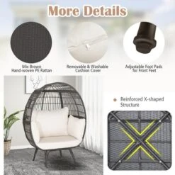 Costway Patio Oversized Rattan Wicker Egg Chair Lounge Basket 4 Cushion Indoor & Outdoor 14 Costway Patio Oversized Rattan Wicker Egg Chair Lounge Basket 4 Cushion Indoor & Outdoor -Costway GUEST 491ce047 72b5 4015 b715 fe0eb9a93045
