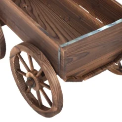 Costway Wood Wagon Flower Planter Pot Stand W/Wheels Home Garden Outdoor Decor -Costway GUEST 492e2ba5 1be4 4778 baa0 7c2ec3c0ee45