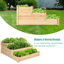 Costway 3 Tier Wooden Raised Garden Bed Planter Kit Outdoor Grow Flower Vegetables -Costway GUEST 494c98e4 5c0f 467d 8909 e0eb354491b7