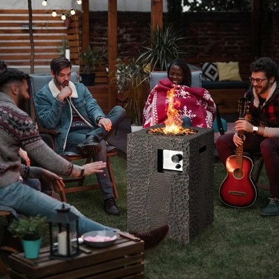 Costway 16'' Square Outdoor Propane Fire Pit W/Lava Rocks Waterproof Cover 30,000 BTU 8 Costway 16'' Square Outdoor Propane Fire Pit W/Lava Rocks Waterproof Cover 30,000 BTU - Image 8